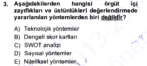 Stratejik Yönetim 2013-2014 Dönem Sonu Sınavı - 3. soru