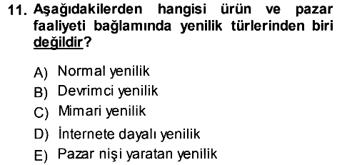 Stratejik Yönetim 2013-2014 Dönem Sonu Sınavı - 11. soru
