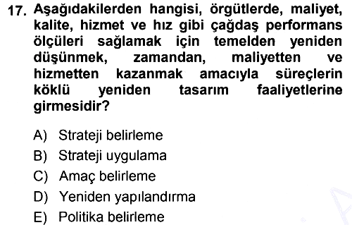 Stratejik Yönetim 2013-2014 Dönem Sonu Sınavı - 17. soru