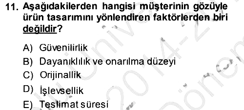 Stratejik Yönetim 2014-2015 Dönem Sonu Sınavı - 11. soru