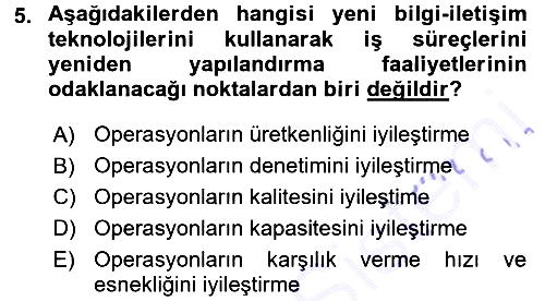 Stratejik Yönetim 2015-2016 Dönem Sonu Sınavı - 5. soru