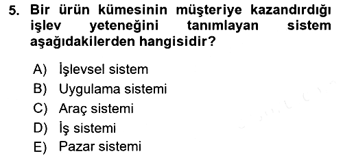 Stratejik Yönetim 2018-2019 Dönem Sonu Sınavı - 5. soru