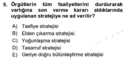 Stratejik Yönetim 2022-2023 Dönem Sonu Sınavı - 5. soru