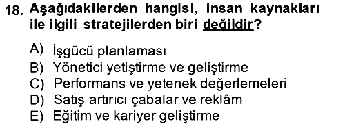 Stratejik Yönetim 2013-2014 Tek Ders Sınavı - 18. soru