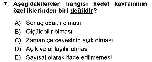 Stratejik Yönetim 2015-2016 Tek Ders Sınavı - 7. soru