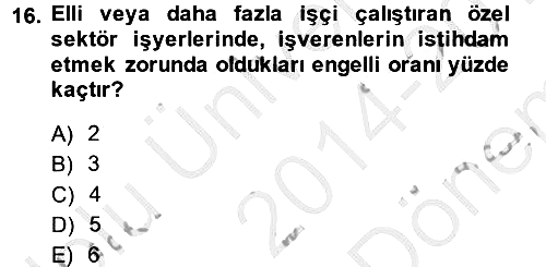 Bireysel İş Hukuku 2014-2015 Dönem Sonu Sınavı - 16. soru