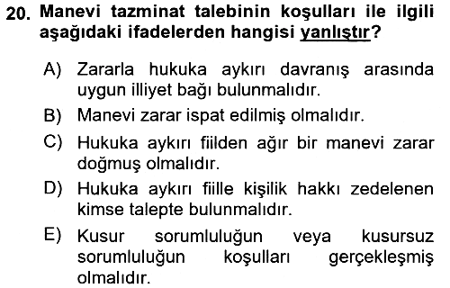 Borçlar Hukuku 2015-2016 Ara Sınav - 20. soru