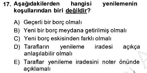 Borçlar Hukuku 2014-2015 Dönem Sonu Sınavı - 17. soru