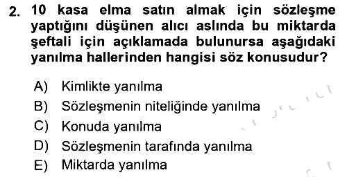 Borçlar Hukuku 2021-2022 Dönem Sonu Sınavı - 2. soru