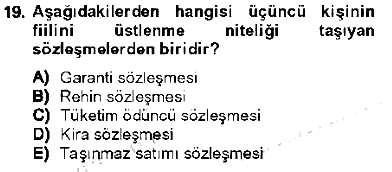 Borçlar Hukuku 2012-2013 Tek Ders Sınavı - 19. soru