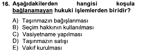 Borçlar Hukuku 2014-2015 Tek Ders Sınavı - 16. soru