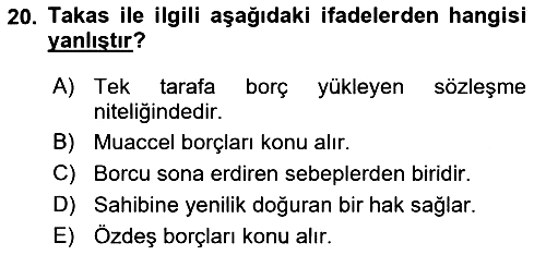 Borçlar Hukuku 2018-2019 Yaz Okulu Sınavı - 20. soru