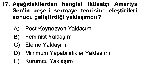 Çalışma Ekonomisi 1 2023-2024 Yaz Okulu Sınavı - 17. soru