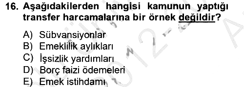 Çalışma Ekonomisi 2 2012-2013 Ara Sınav - 16. soru