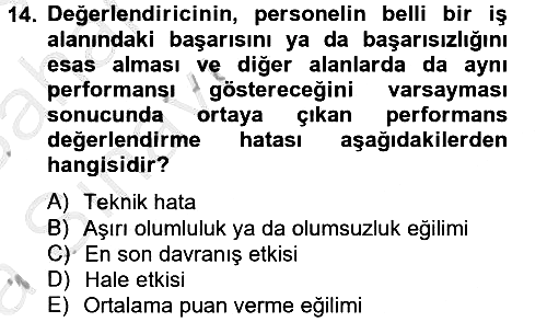 Çalışma Psikolojisi 2012-2013 Ara Sınav - 14. soru