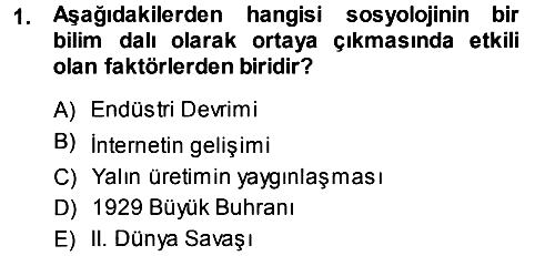 Çalışma Sosyolojisi 2013-2014 Ara Sınav - 1. soru