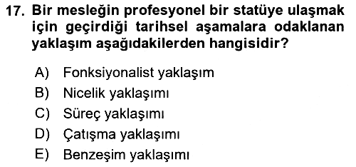 Çalışma Sosyolojisi 2022-2023 Dönem Sonu Sınavı - 17. soru