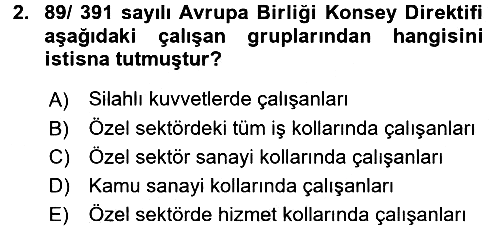 Çalışma Yaşamının Denetimi 2015-2016 Dönem Sonu Sınavı - 2. soru