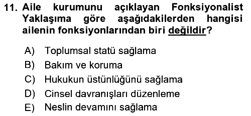 Davranış Bilimleri 1 2021-2022 Ara Sınav - 11. soru