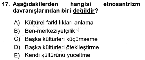 Davranış Bilimleri 1 2021-2022 Ara Sınav - 17. soru