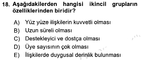 Davranış Bilimleri 1 2022-2023 Ara Sınav - 18. soru