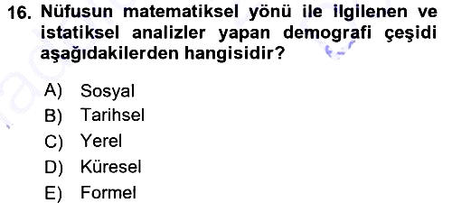 Davranış Bilimleri 1 2015-2016 Dönem Sonu Sınavı - 16. soru