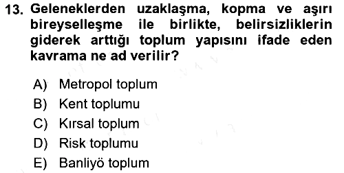Davranış Bilimleri 1 2017-2018 Dönem Sonu Sınavı - 13. soru