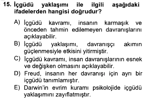 Davranış Bilimleri 2 2014-2015 Ara Sınav - 15. soru