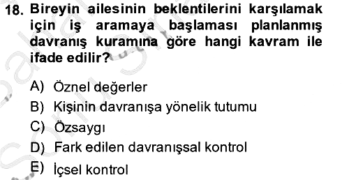Davranış Bilimleri 2 2013-2014 Dönem Sonu Sınavı - 18. soru