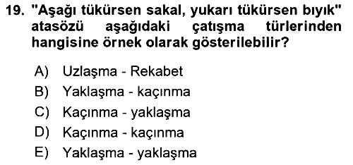 Davranış Bilimleri 2 2024-2025 Yaz Okulu Sınavı - 19. soru