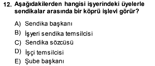Endüstri İlişkileri 2013-2014 Ara Sınav - 12. soru