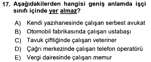 Endüstri İlişkileri 2016-2017 Ara Sınav - 17. soru