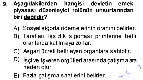 Endüstri İlişkileri 2013-2014 Dönem Sonu Sınavı - 9. soru