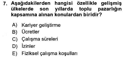 Endüstri İlişkileri 2017-2018 Dönem Sonu Sınavı - 7. soru