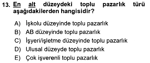 Endüstri İlişkileri 2018-2019 Dönem Sonu Sınavı - 13. soru