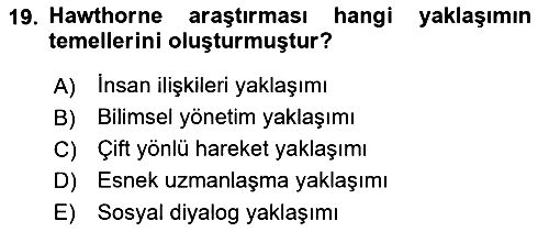 Endüstri İlişkileri 2019-2020 Dönem Sonu Sınavı - 19. soru