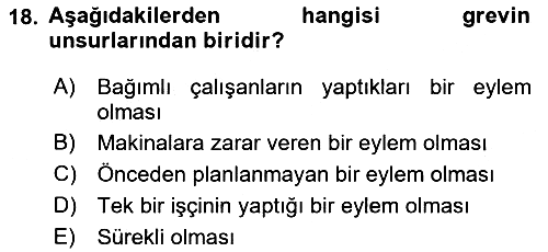 Endüstri İlişkileri 2022-2023 Dönem Sonu Sınavı - 18. soru