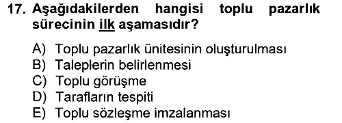 Endüstri İlişkileri 2013-2014 Tek Ders Sınavı - 17. soru