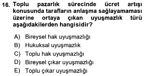 Endüstri İlişkileri 2023-2024 Yaz Okulu Sınavı - 16. soru