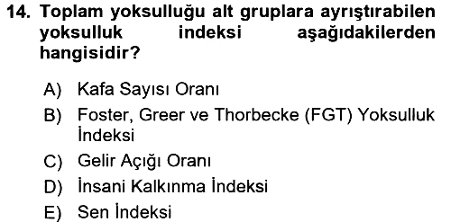 Gelir Dağılımı ve Yoksulluk 2016-2017 3 Ders Sınavı - 14. soru