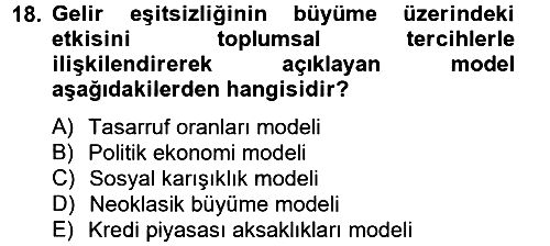 Gelir Dağılımı ve Yoksulluk 2012-2013 Ara Sınav - 18. soru