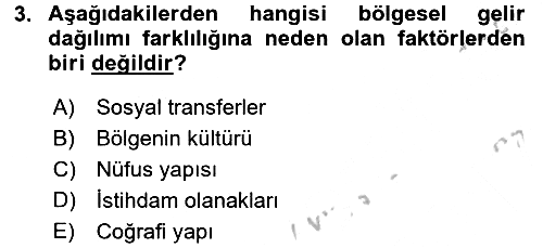 Gelir Dağılımı ve Yoksulluk 2016-2017 Ara Sınav - 3. soru