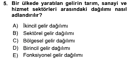 Gelir Dağılımı ve Yoksulluk 2016-2017 Ara Sınav - 5. soru