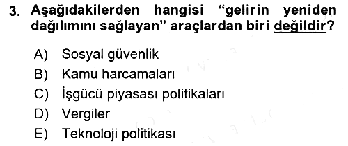 Gelir Dağılımı ve Yoksulluk 2018-2019 Ara Sınav - 3. soru