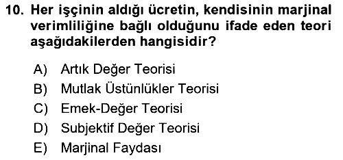 Gelir Dağılımı ve Yoksulluk 2025-2026 Ara Sınav - 10. soru