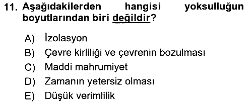 Gelir Dağılımı ve Yoksulluk 2015-2016 Dönem Sonu Sınavı - 11. soru