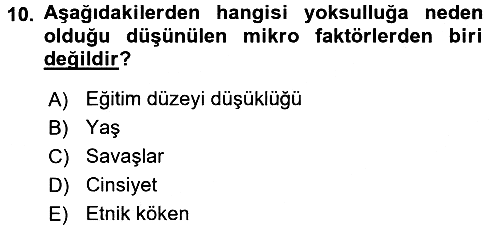 Gelir Dağılımı ve Yoksulluk 2017-2018 Dönem Sonu Sınavı - 10. soru