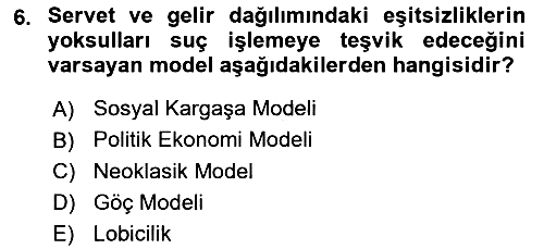 Gelir Dağılımı ve Yoksulluk 2018-2019 Dönem Sonu Sınavı - 6. soru