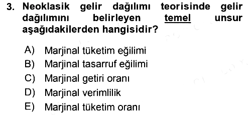 Gelir Dağılımı ve Yoksulluk 2015-2016 Tek Ders Sınavı - 3. soru