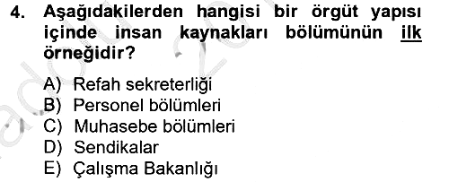 İnsan Kaynakları Yönetimi 2014-2015 Ara Sınav - 4. soru